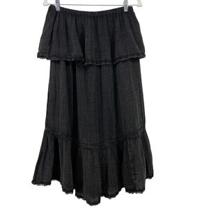 Daily Practice Anthropologie Size Small Kona Dress Black Cotton Gauze Ruffle